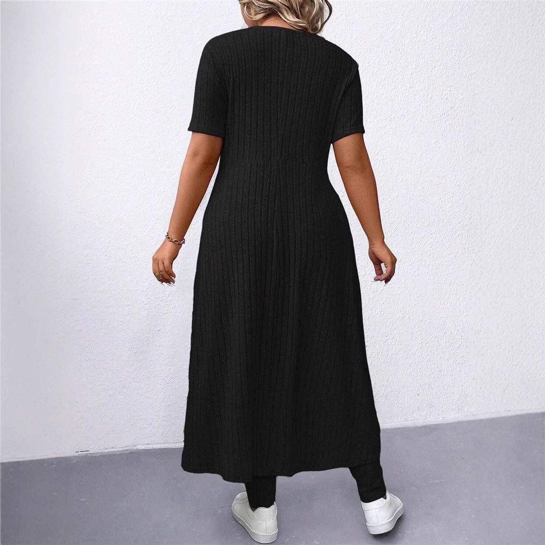 Dame Rib Maxi Kjole og Leggings Sæt Stilla