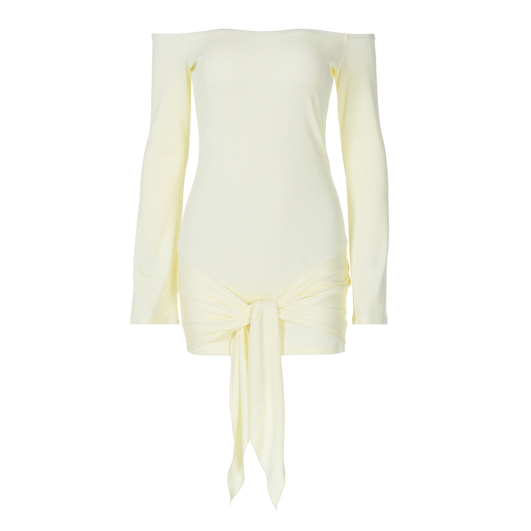 Dame Off-Shoulder Minikjole med raffineret knude detaljer Stilla