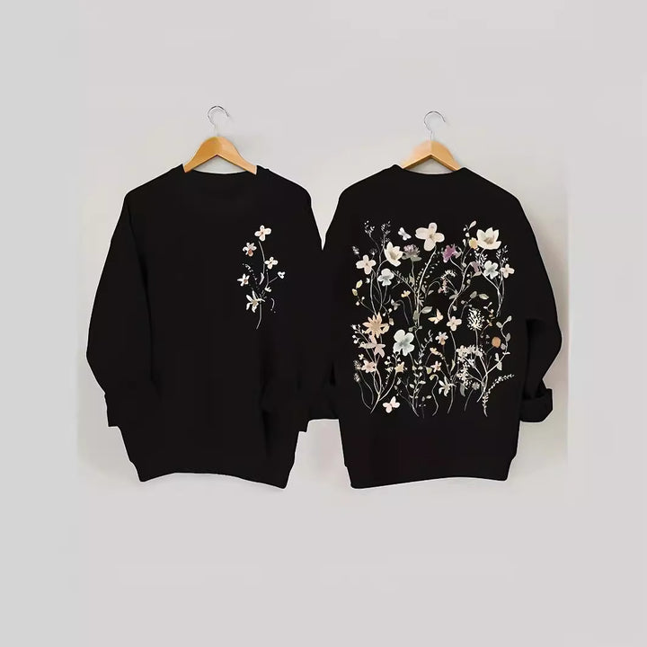 Kvinders sweatshirt med blomstermønster og blød inderside Stilla
