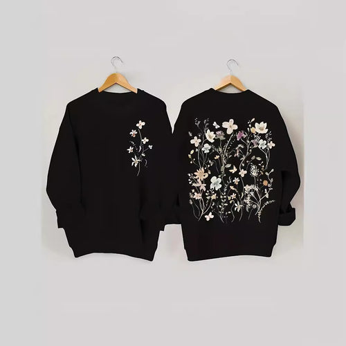 Kvinders sweatshirt med blomstermønster og blød inderside Stilla