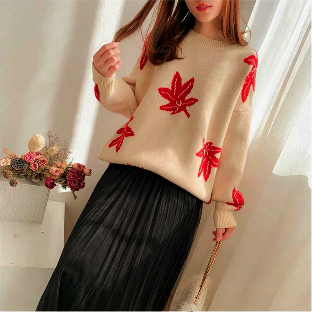 Kvindernes Oversized Sweater med Bladform Stilla