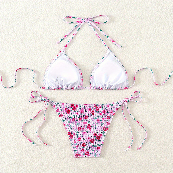 Dame Triangel-Bikini med blomstret flap mønster Skovae