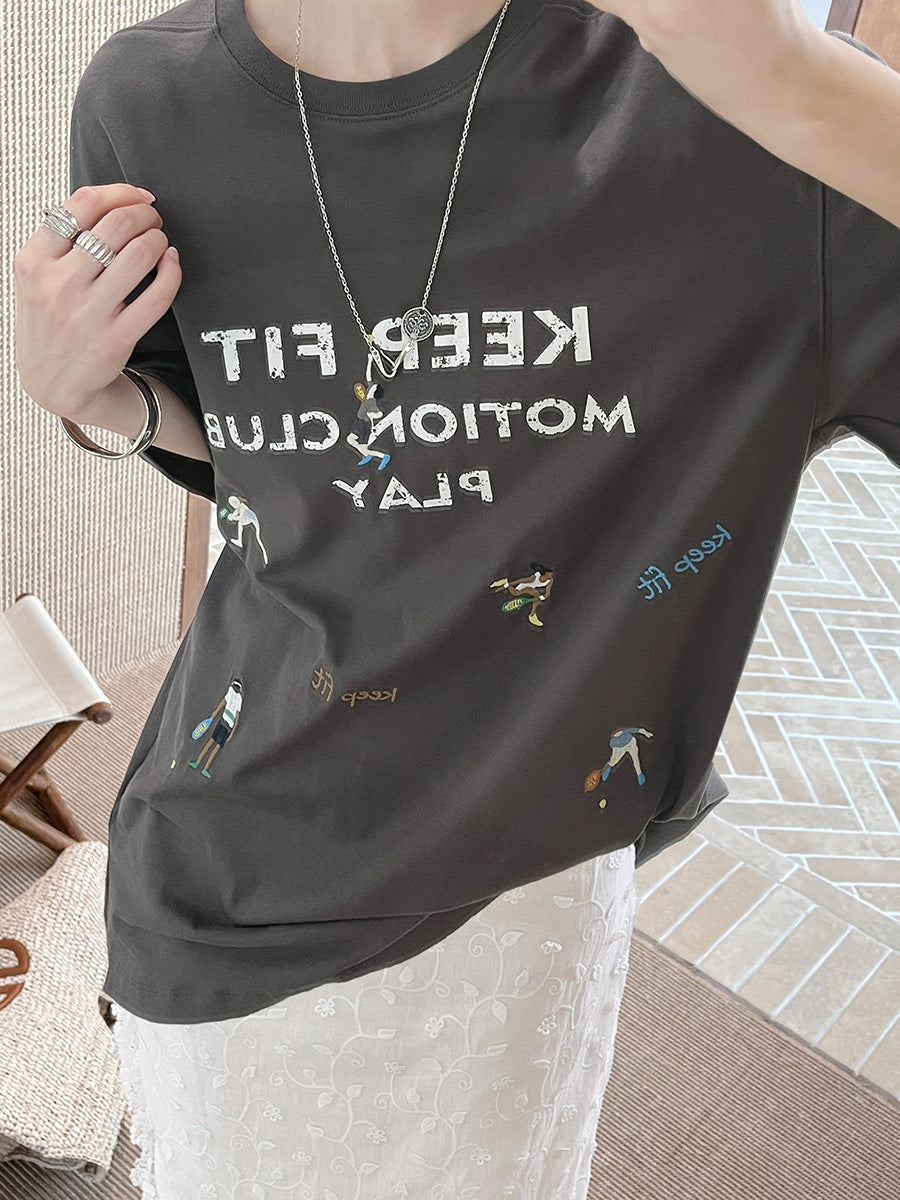 Damer Sporty T-shirt med motiverende grafikker Stilla
