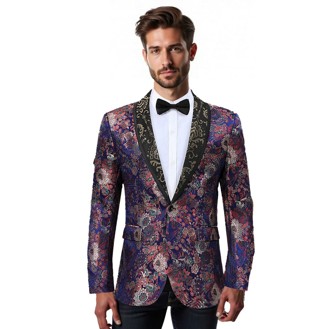 Herre elegant fløjl blazer med blomster mønster Stilla