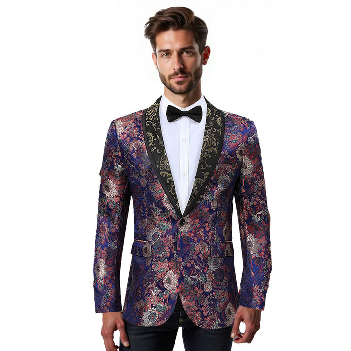 Herre elegant fløjl blazer med blomster mønster Stilla