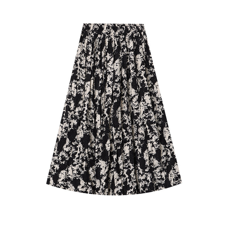 Dame Elegant Midi Skirt med Blomsterprint og Luftig Silhuet Stilla