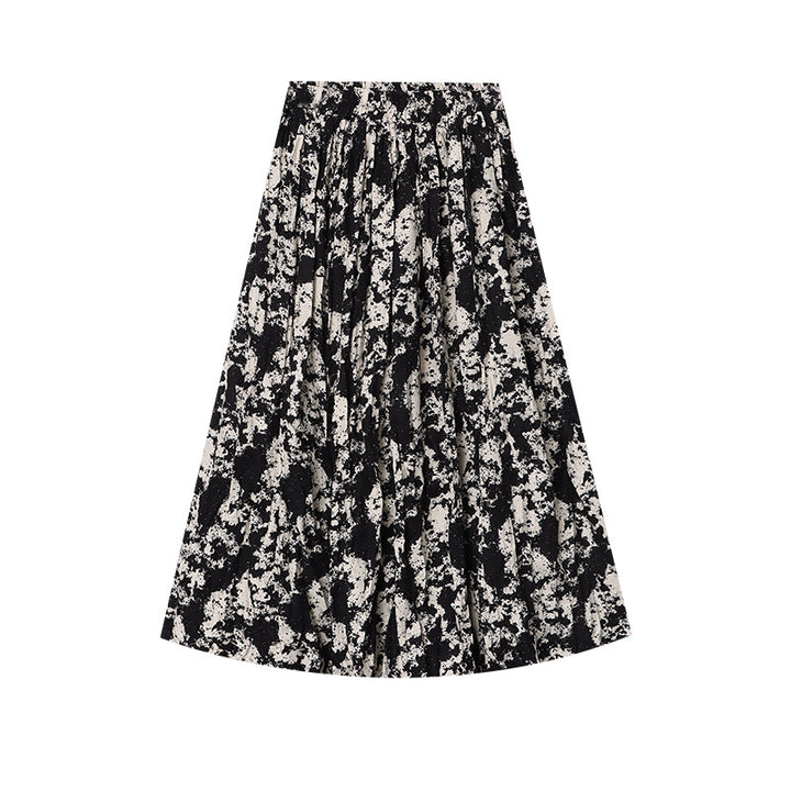 Dame Elegant Midi Skirt med Blomsterprint og Luftig Silhuet Stilla