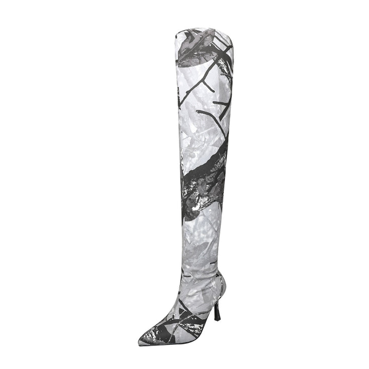 Femme Over-the-Knee Camouflage Stiletto Støvler Stilla