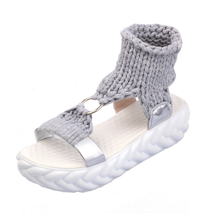 Dame nan håndvævede flettede plateau-sandaler med ergonomisk polstret sål Skovae