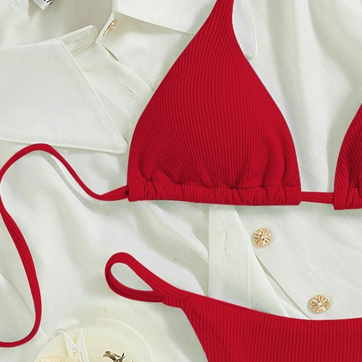 Dame trekant-bikini med justerbare stropper og elegant underdel Skovae