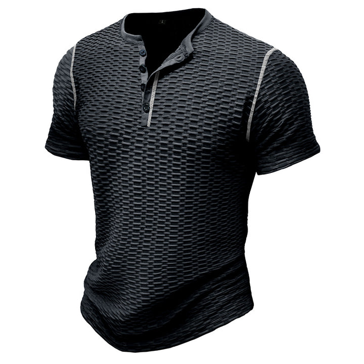 Herrer moderigtig kortærmet Henley skjorte med struktureret design Stilla