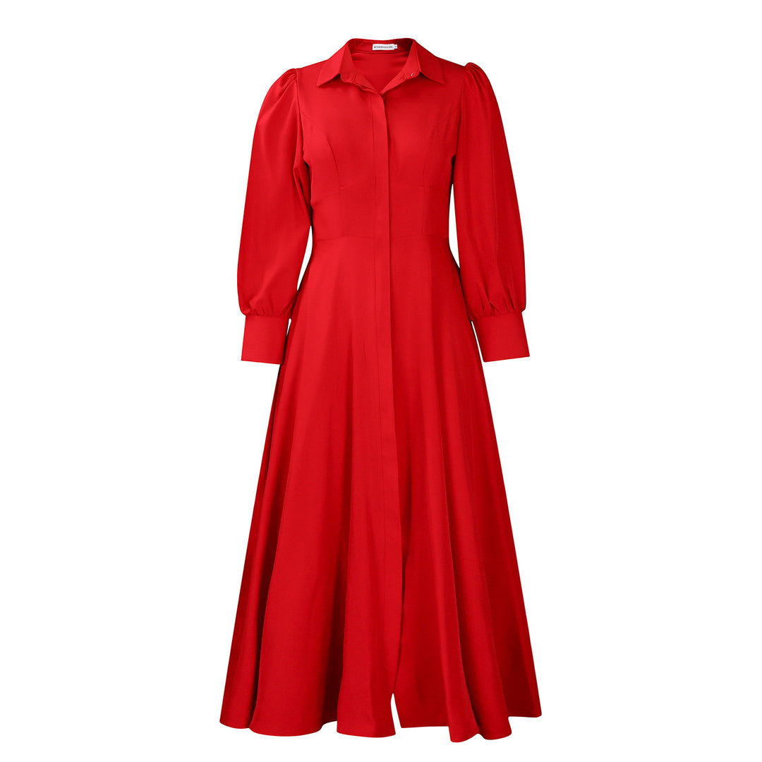 Dame Maxi Kjole med elegante Puffærmer Stilla