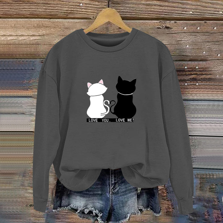 Dame sweatshirt med legende kat design og humoristisk print Stilla