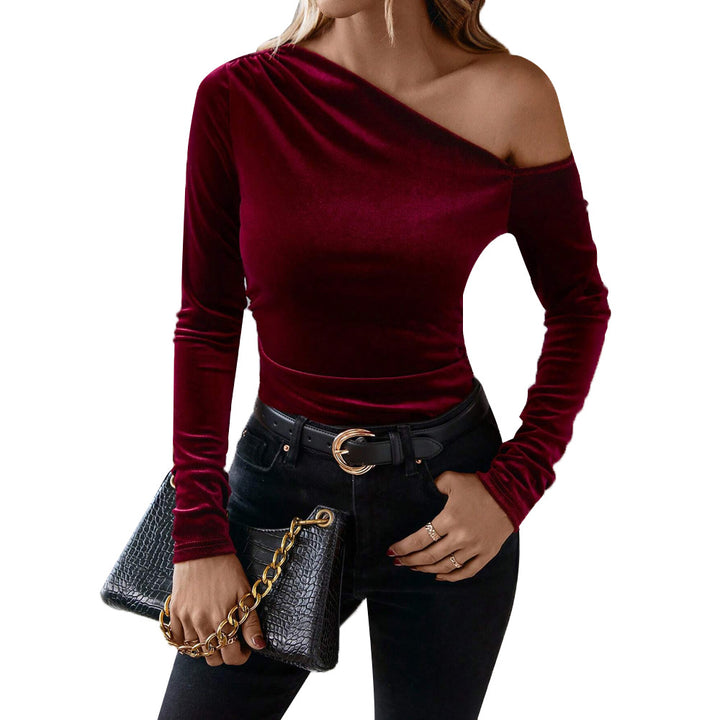 Damer elegant one-shoulder bodysuit lavet af fløjl Stilla