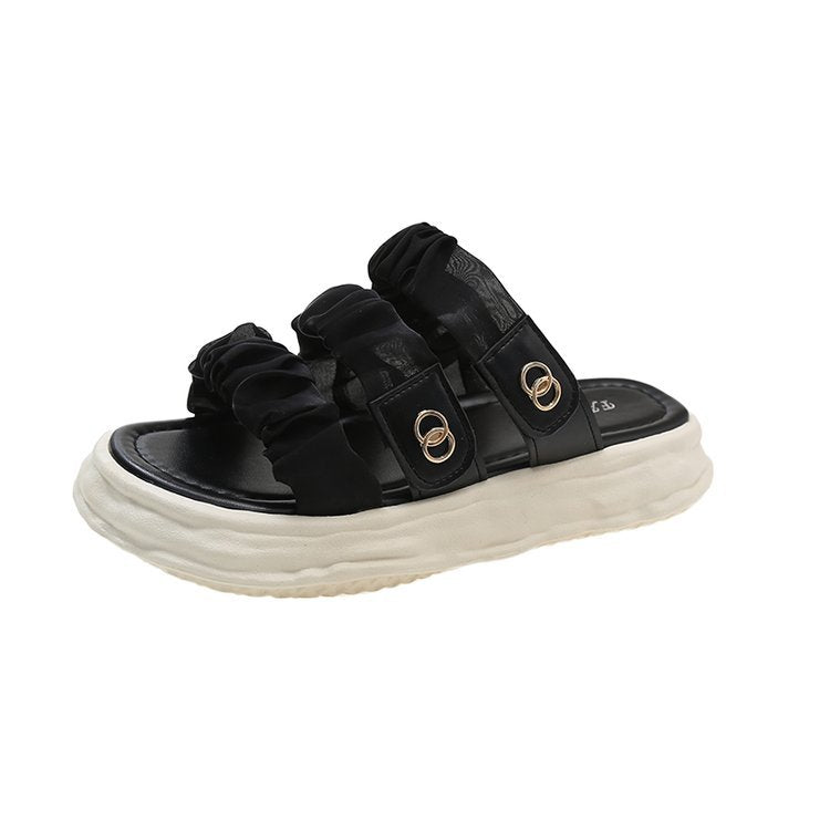 Damer Komfortable Chunky Slide-Sandaler med dekorative stropper og behagelig sål Stilla