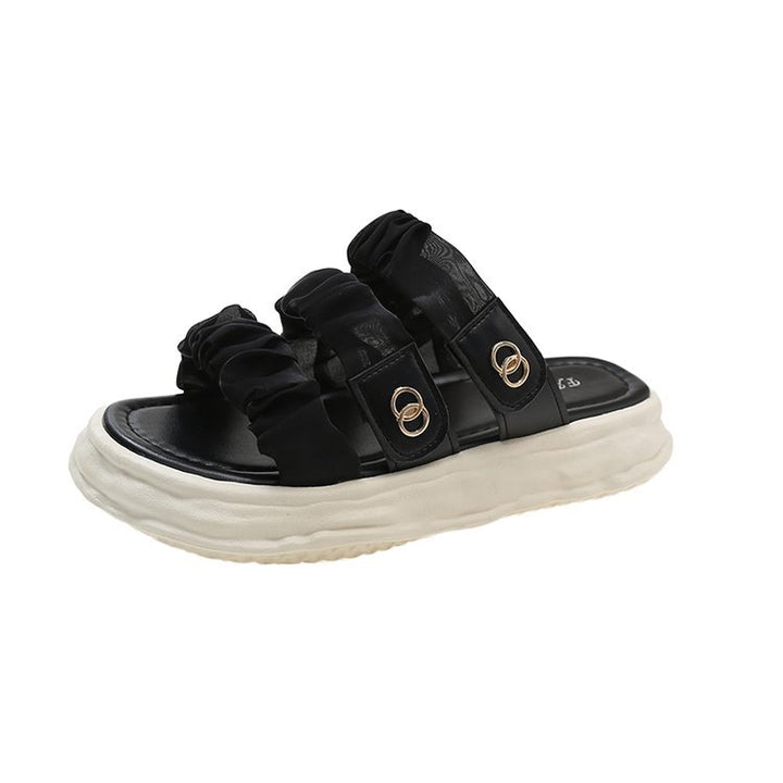 Damer Komfortable Chunky Slide-Sandaler med dekorative stropper og behagelig sål Stilla