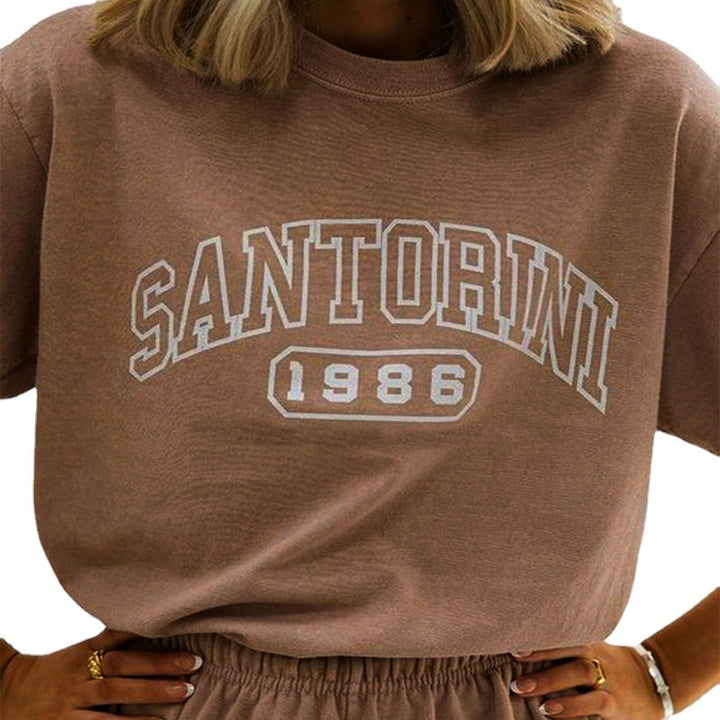 Dame fritids-T-shirt og shorts-sæt med afslappet logo Stilla