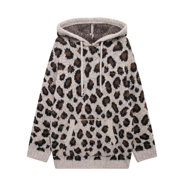 Femme Cozy Leopardskinds mønster Hoodie Sweatshirt Stilla