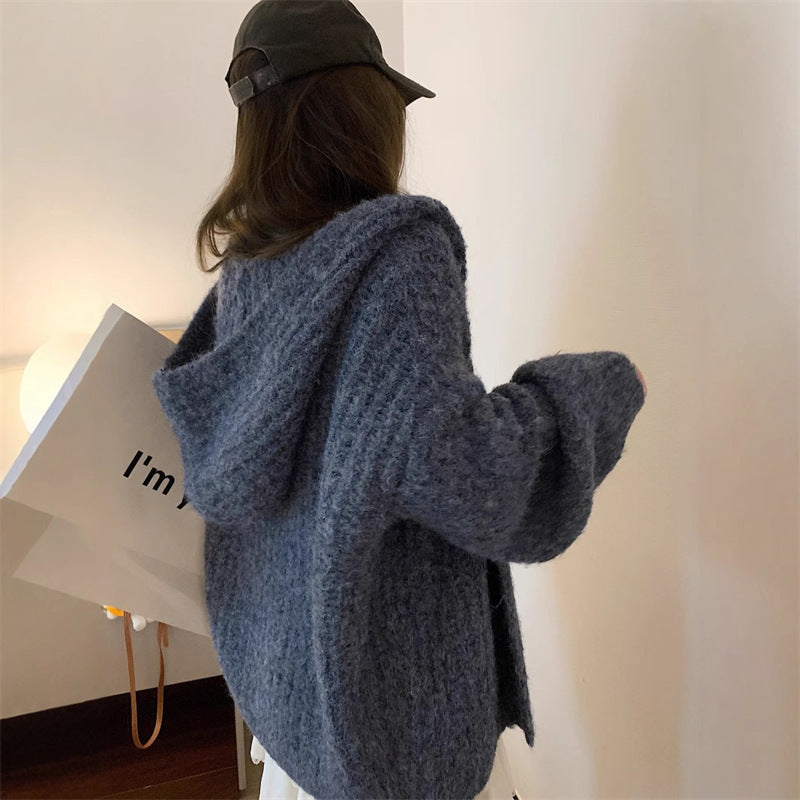 Kvinders hyggelige oversized hoodie-cardigan med dyb V-hals og løs pasform Stilla