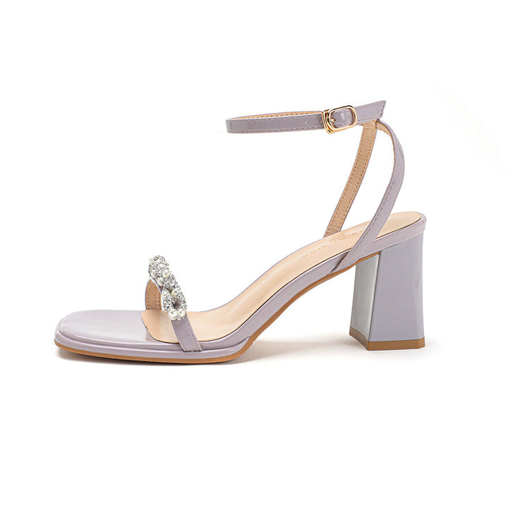 Dame Rhinestone-dekorerede Blokhæl Sandaler Stilla