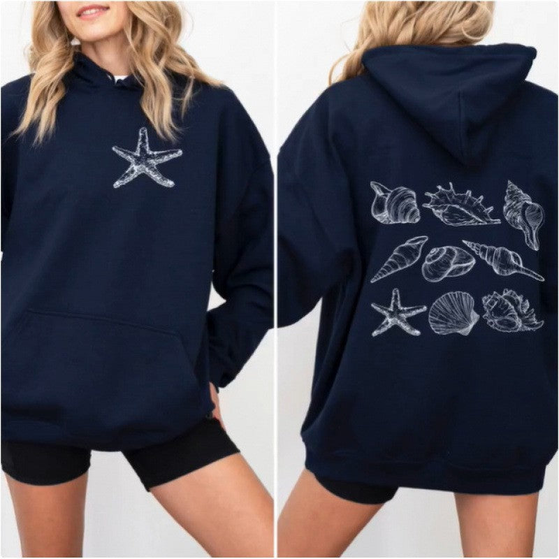 Kvinder Oversized Hoodie med Maritim Skalsdesign Skovae
