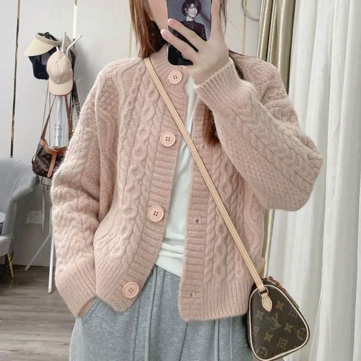 Dame Cozy Cardigan med Kabelmønster Stilla 1772285547