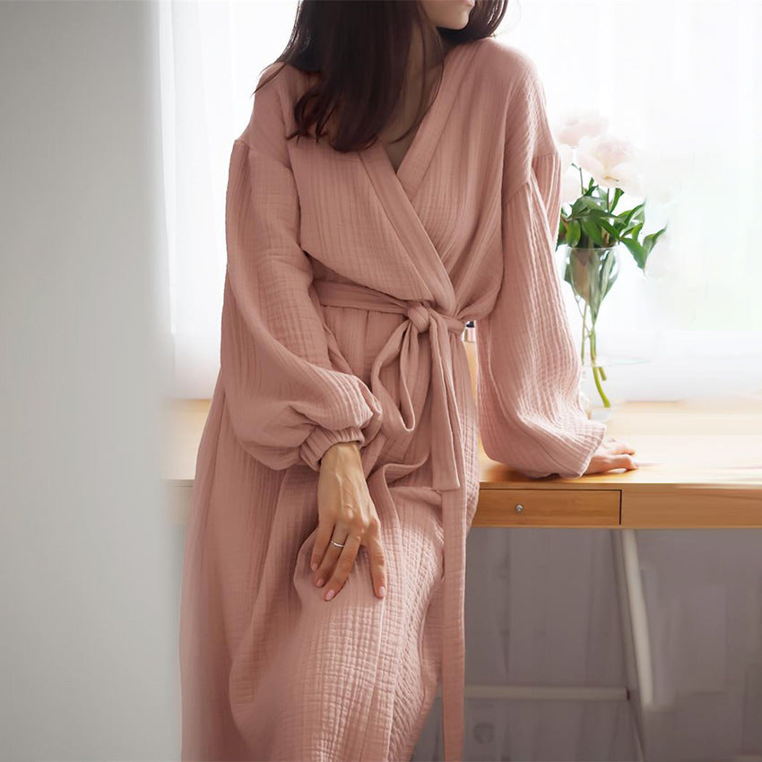 Dame Kimono-Robe med elegante lange ærmer og taljerbar bælte Stilla