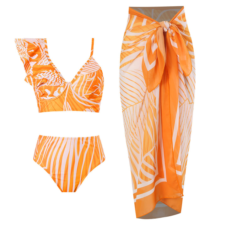 Dame bikini-sæt med asymmetrisk top og elegant indpakningsskørt Stilla