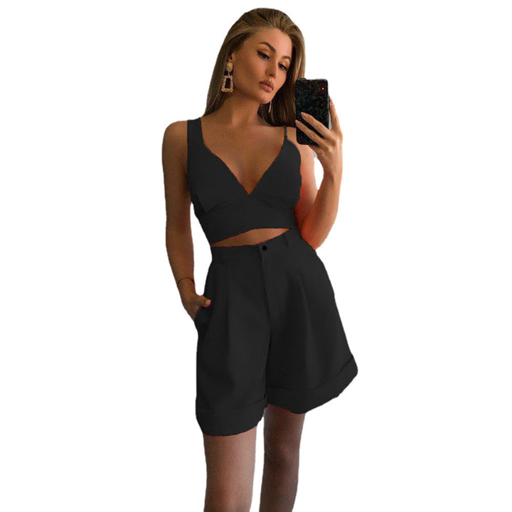 Dame moderigtigt Crop-Top og brede shorts sæt Stilla
