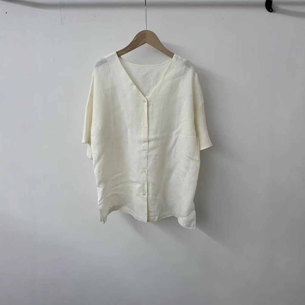 Femme Relaxed Fit Button-Up Linned skjorte Stilla
