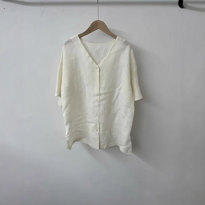 Femme Relaxed Fit Button-Up Linned skjorte Stilla