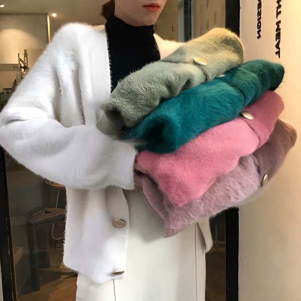 Kvinders Cozy Cardigan med Store Knapper Stilla