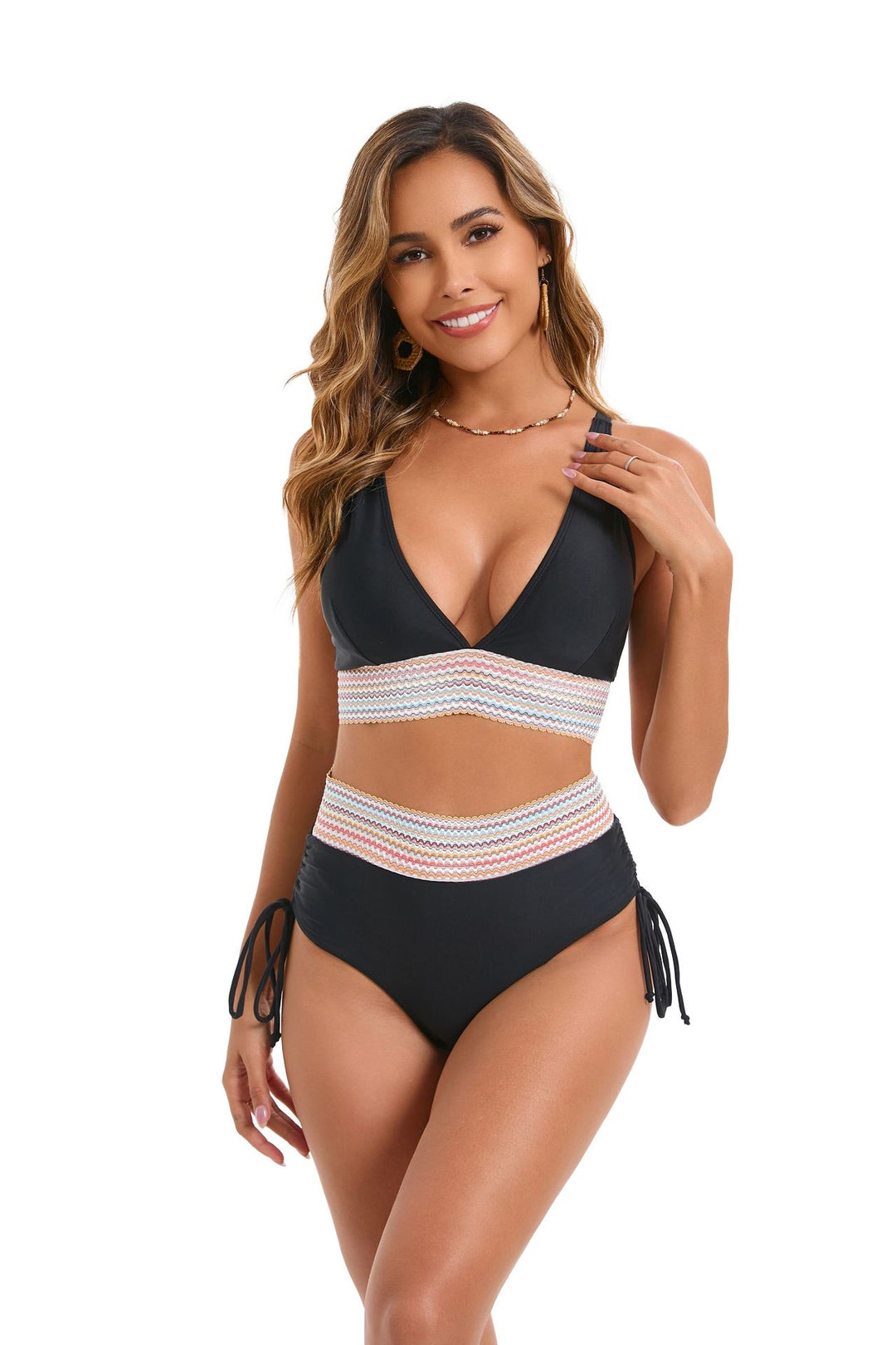 Damer Højt skåret Bikini-sæt med trendy Crop-top og legende sløjfer Stilla