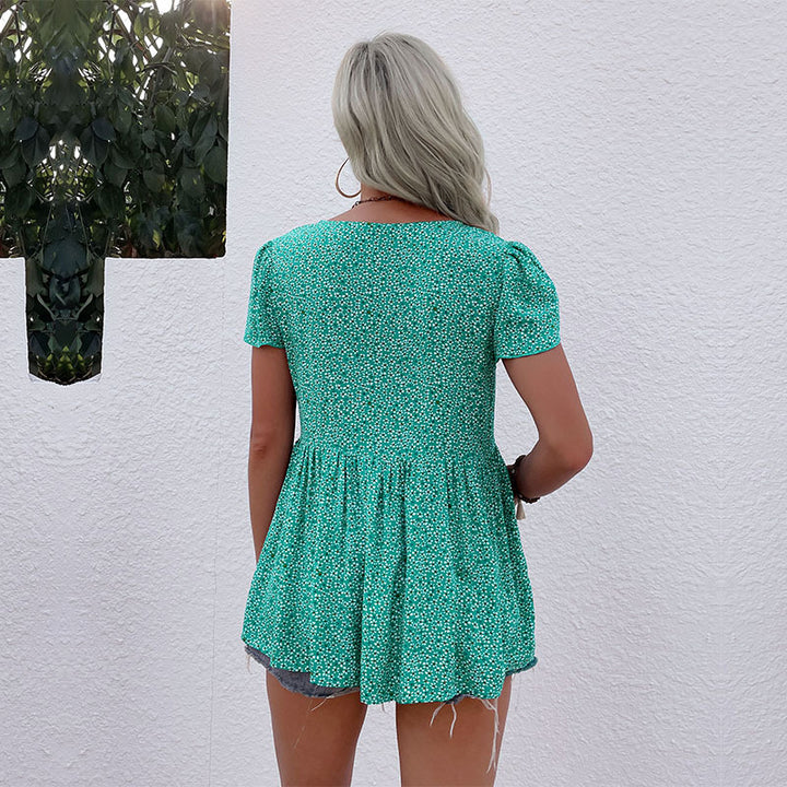 Femme Flowy Knap-Ned Peplum Top Stilla
