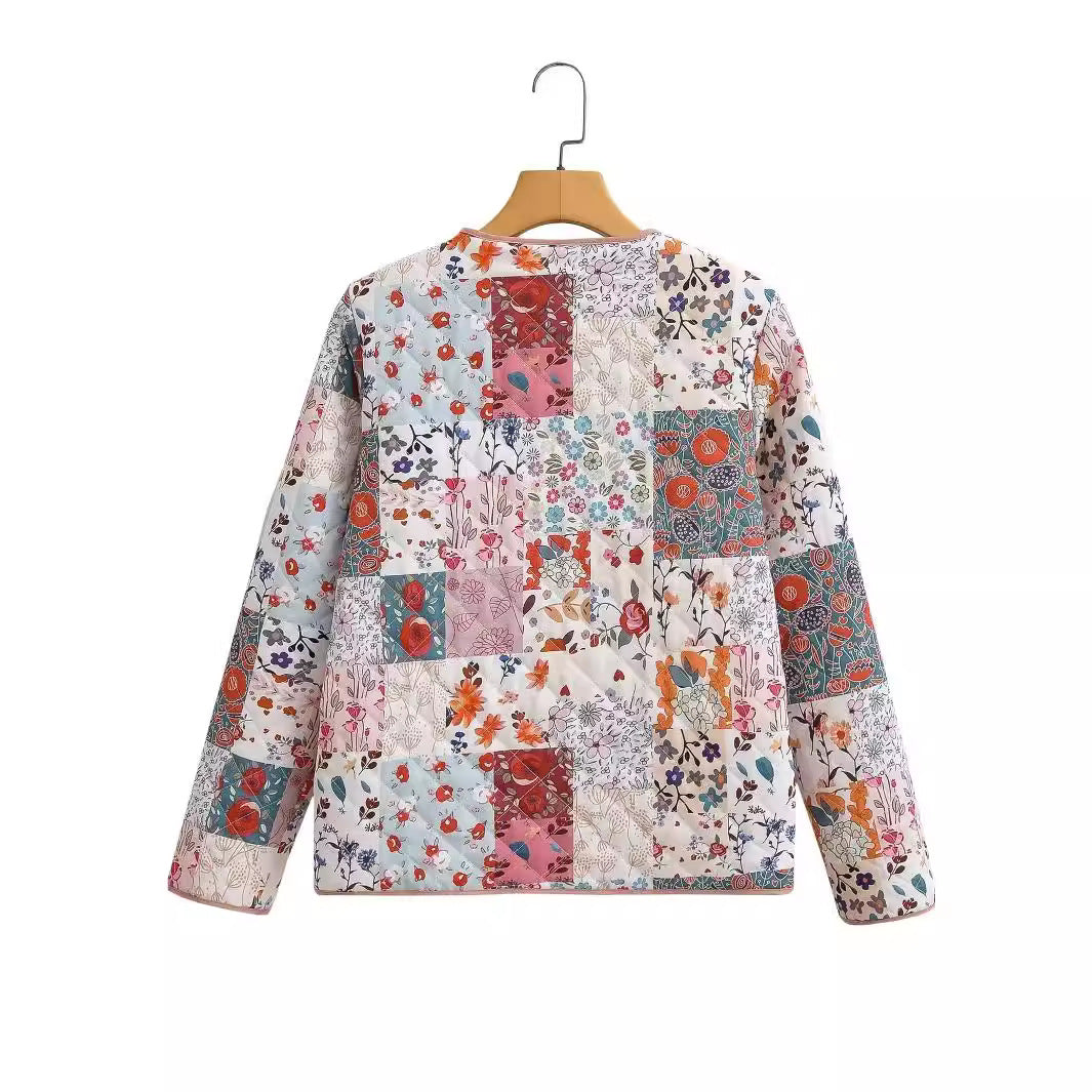 Femme Floral Patchwork Steppjakke Stilla