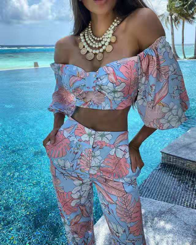 Dame Off-Shoulder Overdel med blomsterprint og afslappet pasform Stilla