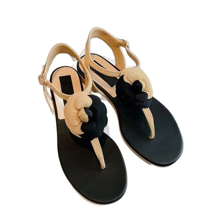 Dame sandaler med floral dekoration og komfortabel fodseng Stilla