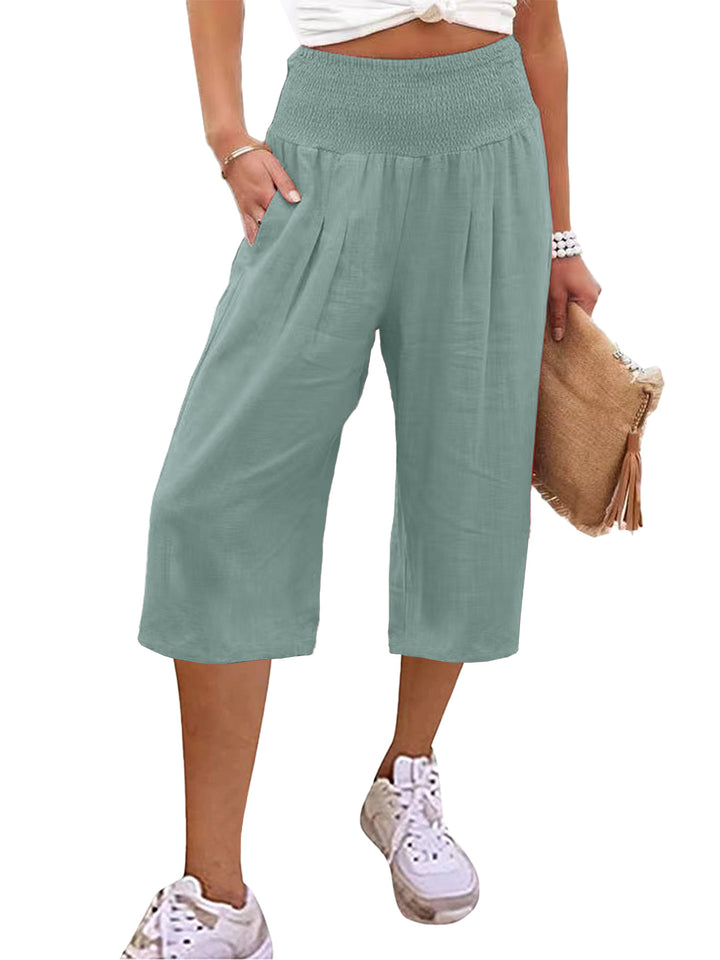 Damer Elegant løs Culotte med elastisk bælt og folder Stilla
