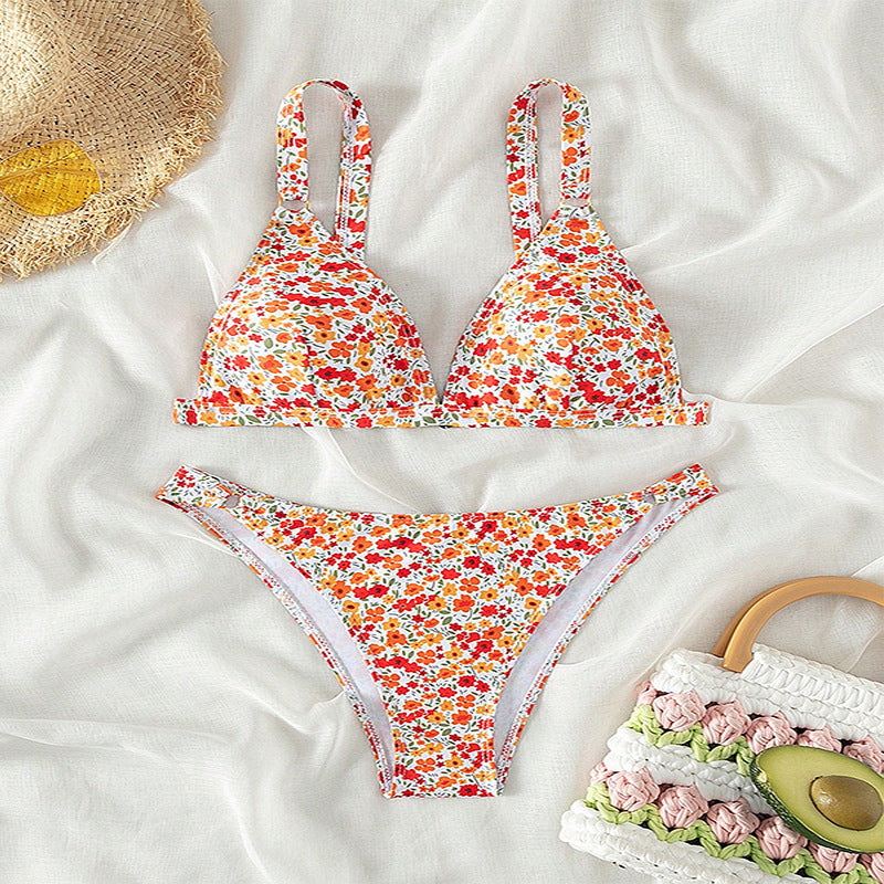 Dame triangel-bikini med blomsterprint Skovae