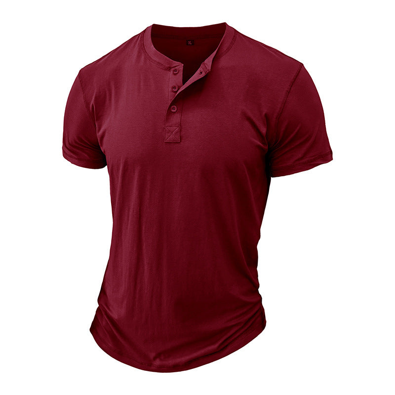 Herrer Henley-T-shirt med knaplukning og moderne pasform Stilla