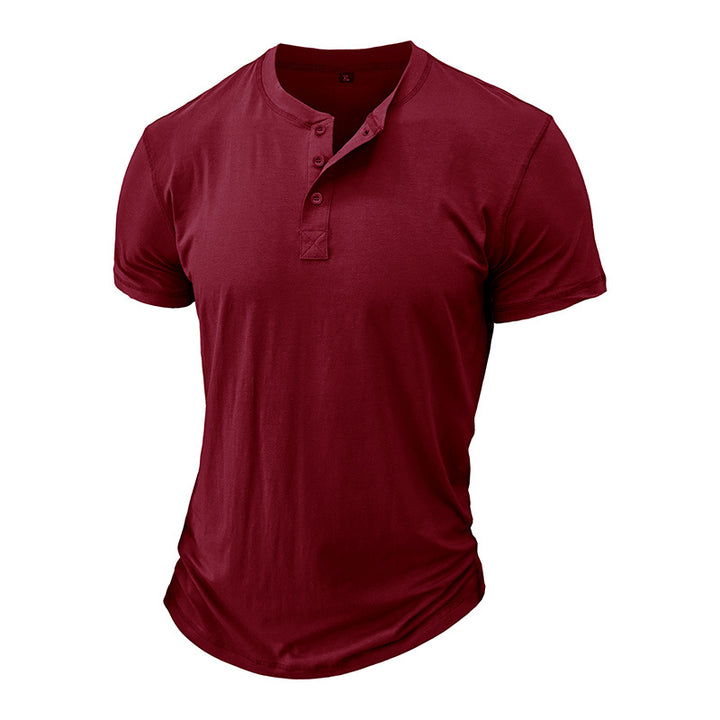 Herrer Henley-T-shirt med knaplukning og moderne pasform Stilla