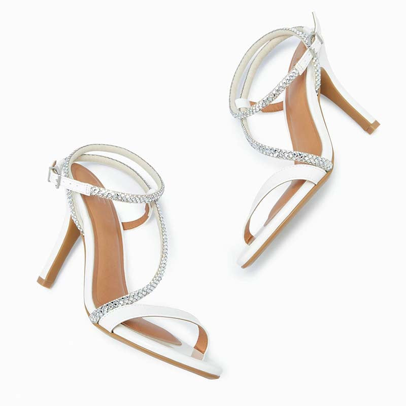 Femme Elegante Strass-besatte High Heel Sandaler Stilla