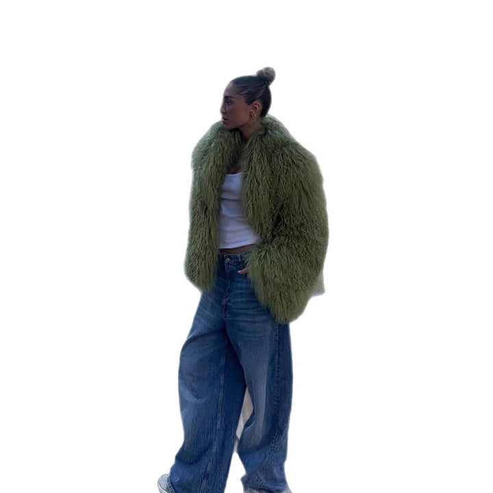 Dame Oversized Kunstpelsjakke med voluminøse ærmer Stilla