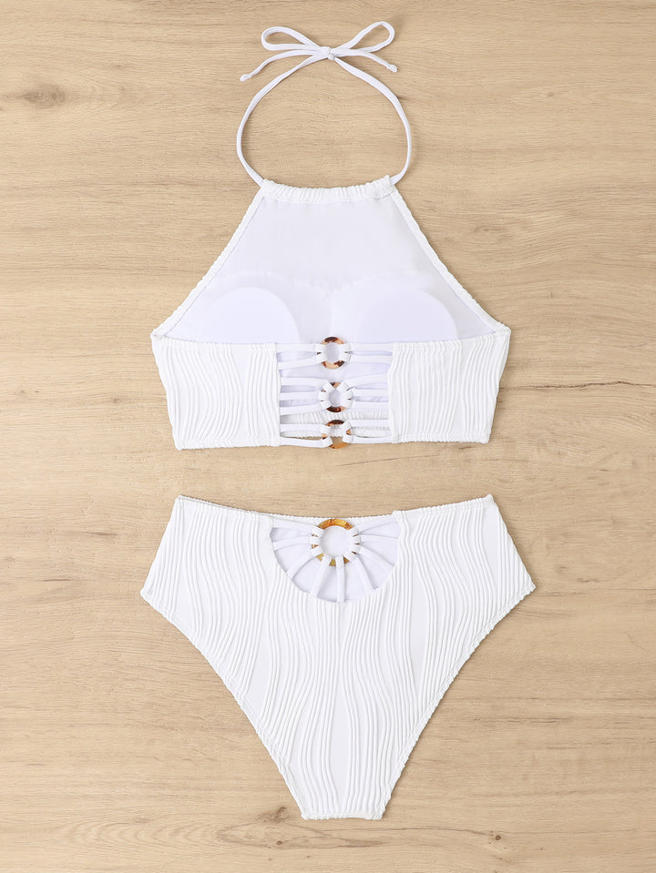 Dame Halter Neck Struktureret Bikini Sæt Stilla