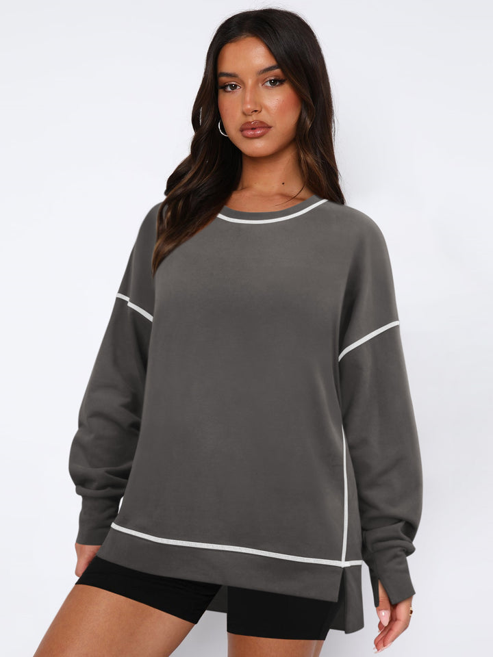 Dame afslappet sweatshirt med fashionabel pasform og overdimensionerede ærmer Stilla