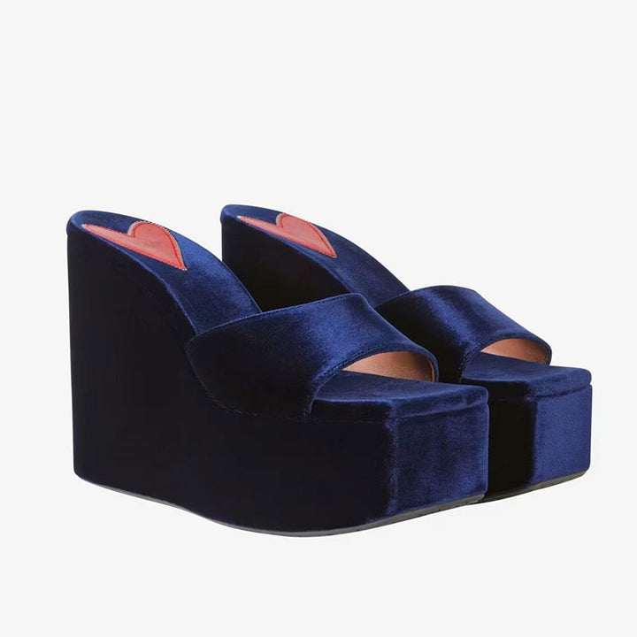 Femme Luksuriøse Samt Platform Slide Sandaler Stilla