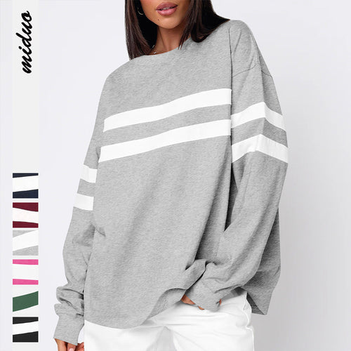 Dame casual oversized sweater med farvemæssigt kontrasterende striber Stilla