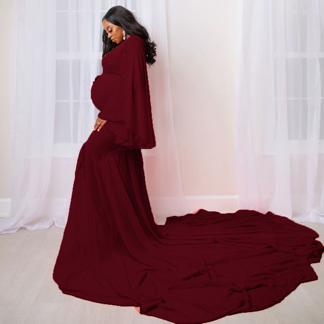 Kvinder Elegante Udsmykkede Ærme Graviditetskjole Stilla