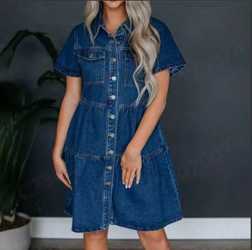 Femme Button-Up Denim Lagkædekjole Stilla