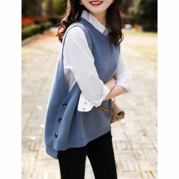 Femme Elegant Strikket Pullover Vest Stilla